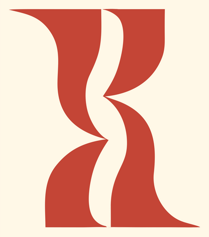 Negative Space Gemini Hourglass Mark #fff8e7/#c44536