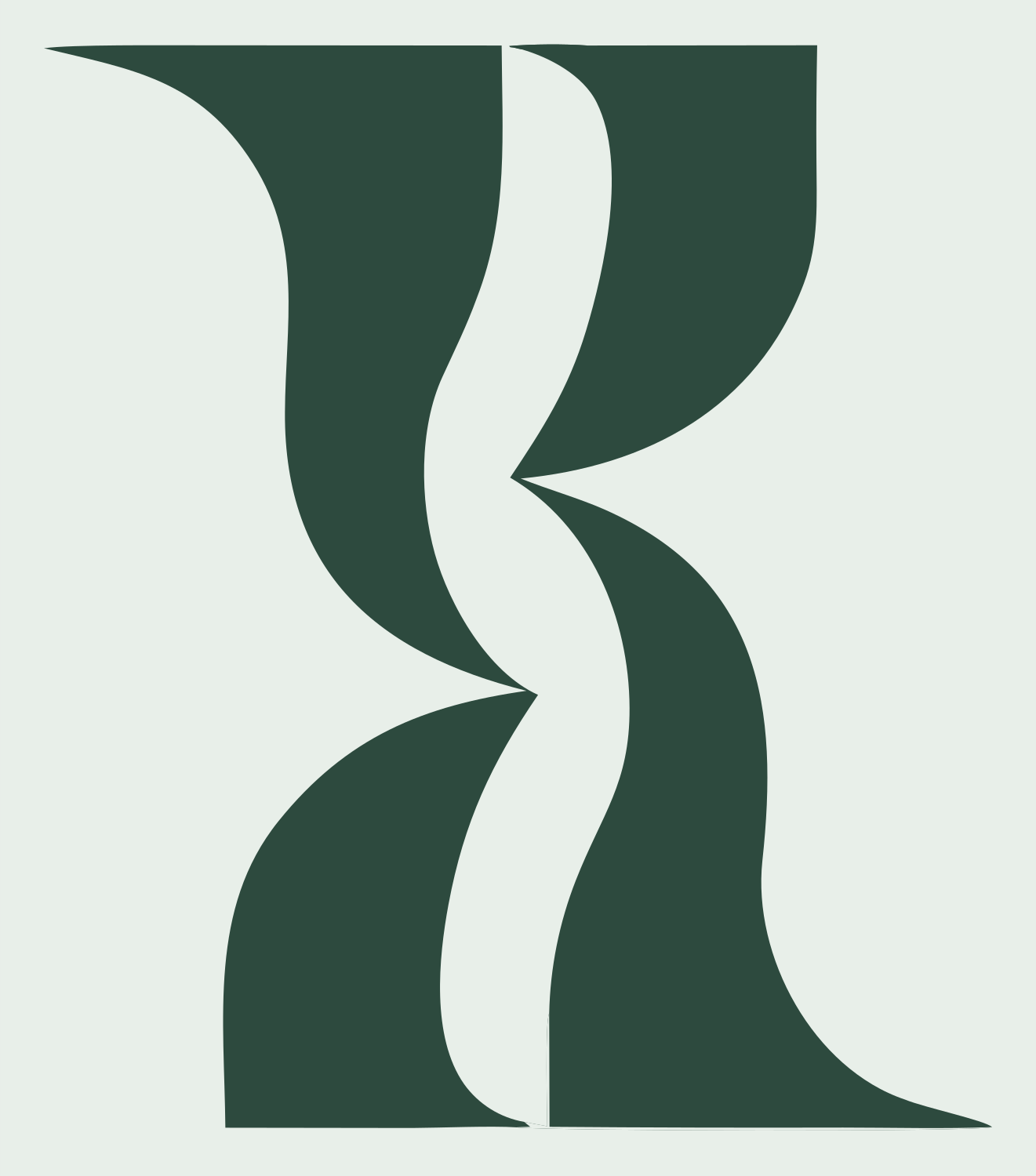 Negative Space Gemini Hourglass Mark #e8efe9/#2d4a3e