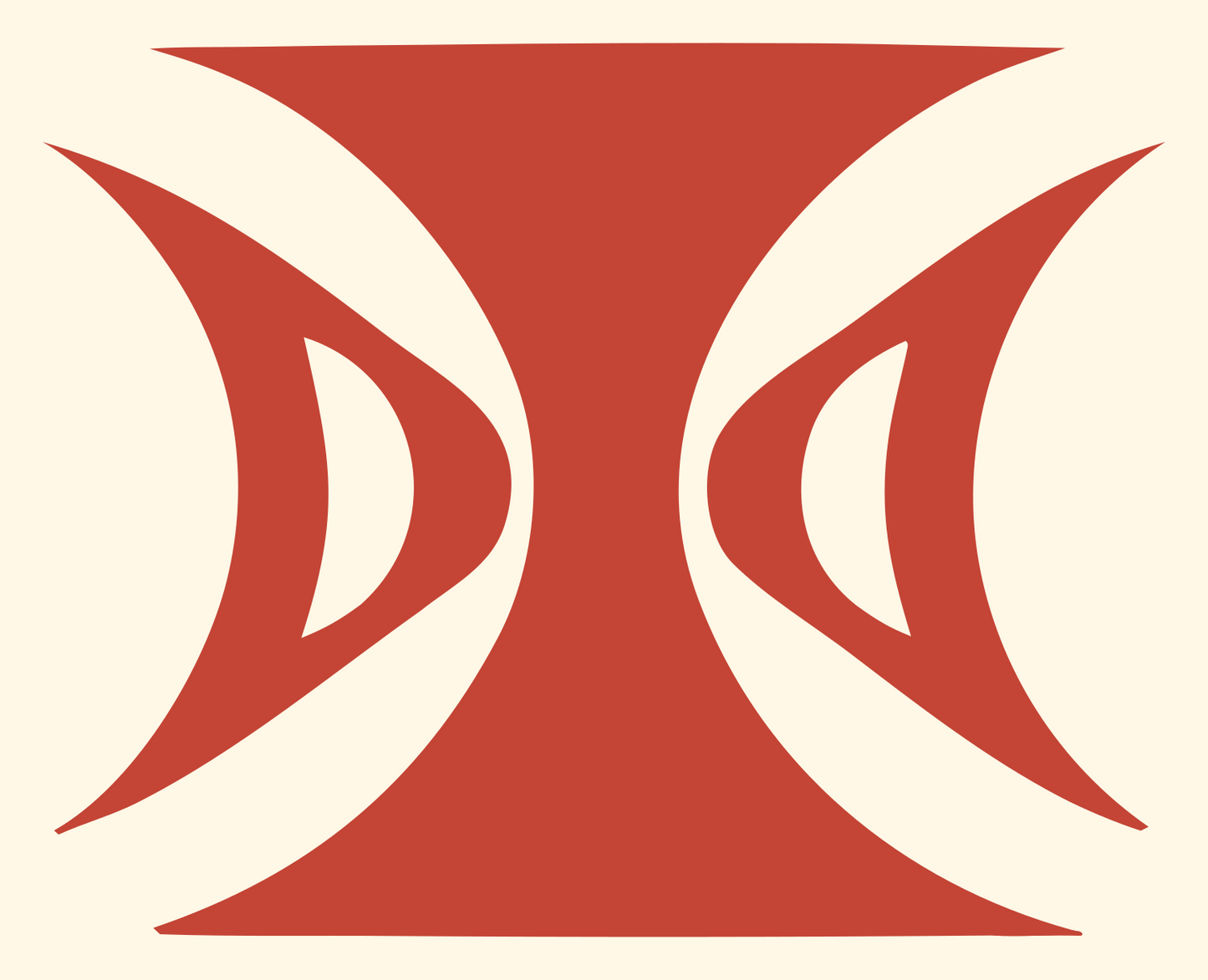 Mirrored Crescent Gemini Emblem #fff8e7/#c44536