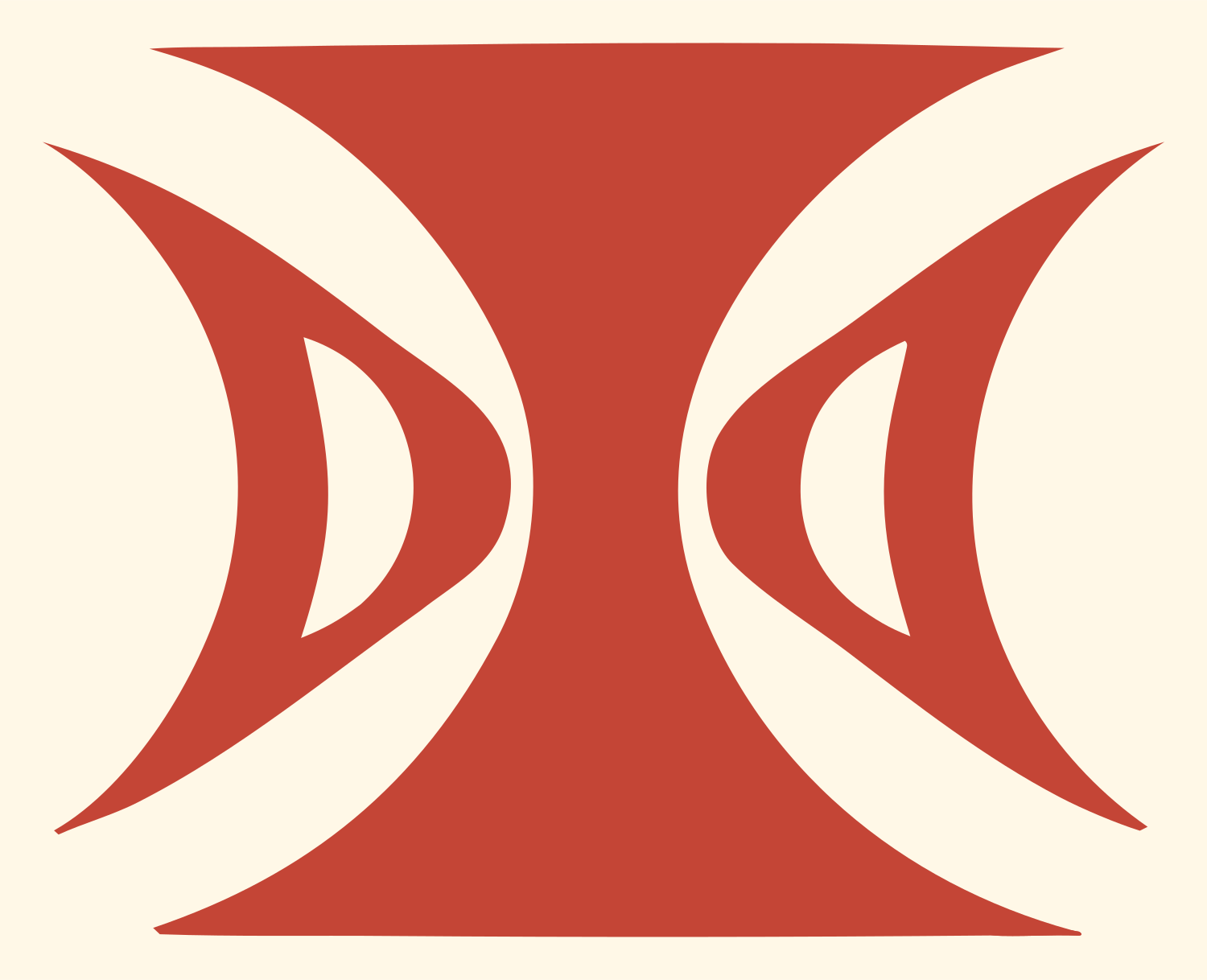 Mirrored Crescent Gemini Emblem #fff8e7/#c44536