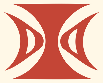 Mirrored Crescent Gemini Emblem #fff8e7/#c44536