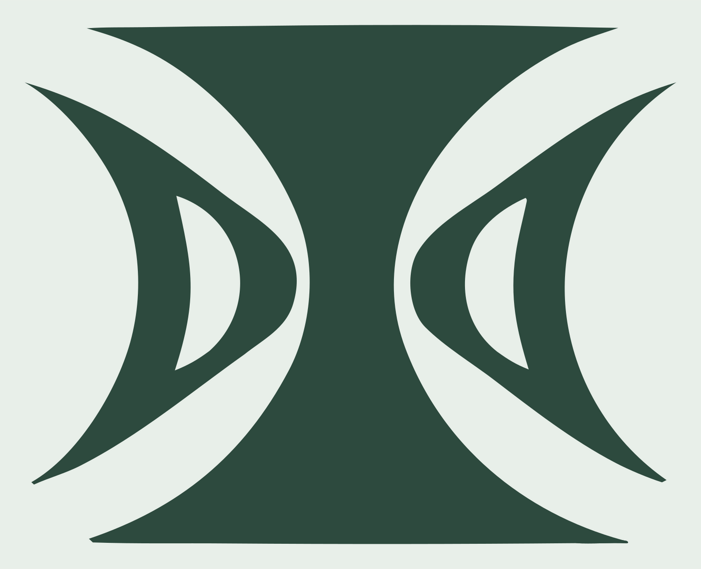 Mirrored Crescent Gemini Emblem #e8efe9/#2d4a3e