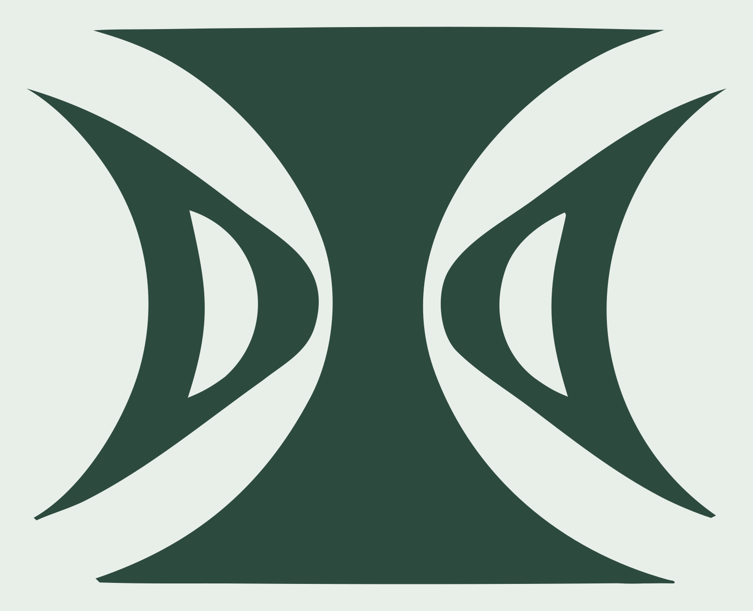 Mirrored Crescent Gemini Emblem #e8efe9/#2d4a3e