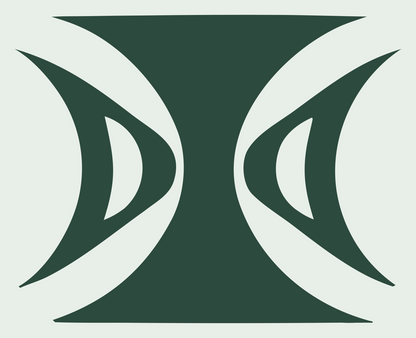 Mirrored Crescent Gemini Emblem #e8efe9/#2d4a3e