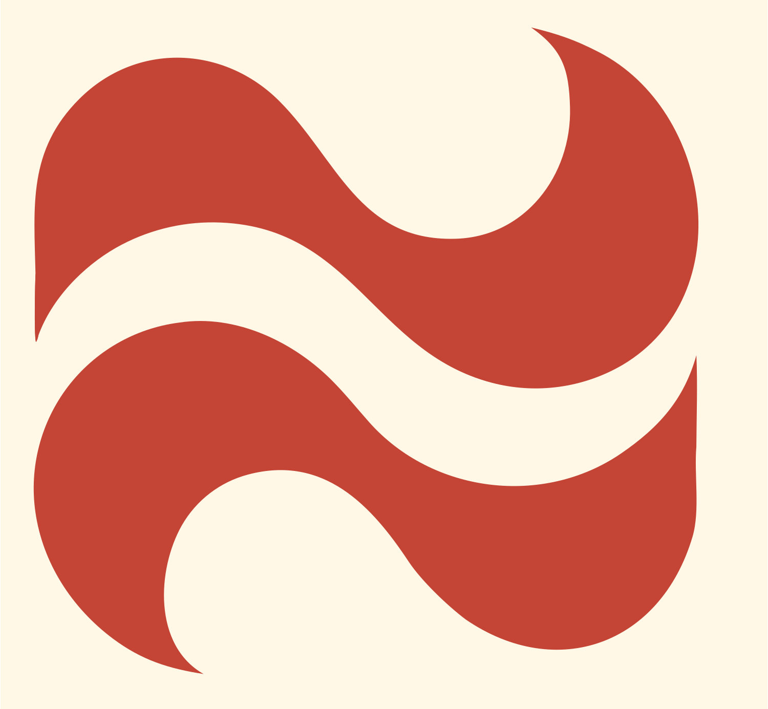 Bold Wave Pair Gemini Logo #fff8e7/#c44536