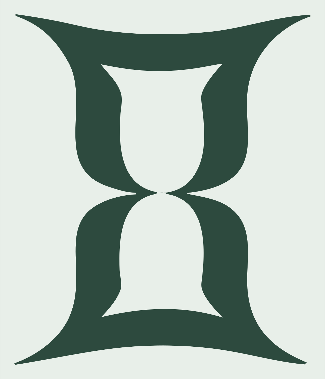 Bold Gemini Hourglass Crest #e8efe9/#2d4a3e