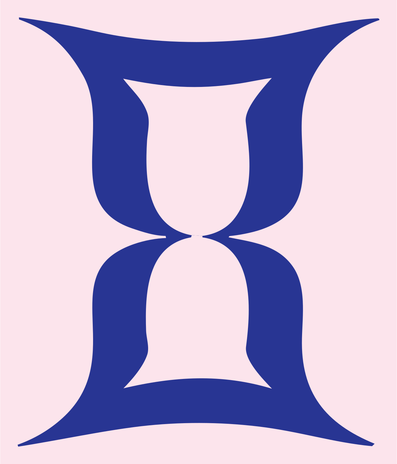 Bold Gemini Hourglass Crest #fce4ec/#283593