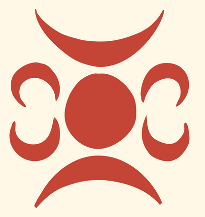 Crescent Circle Gemini Badge #fff8e7/#c44536