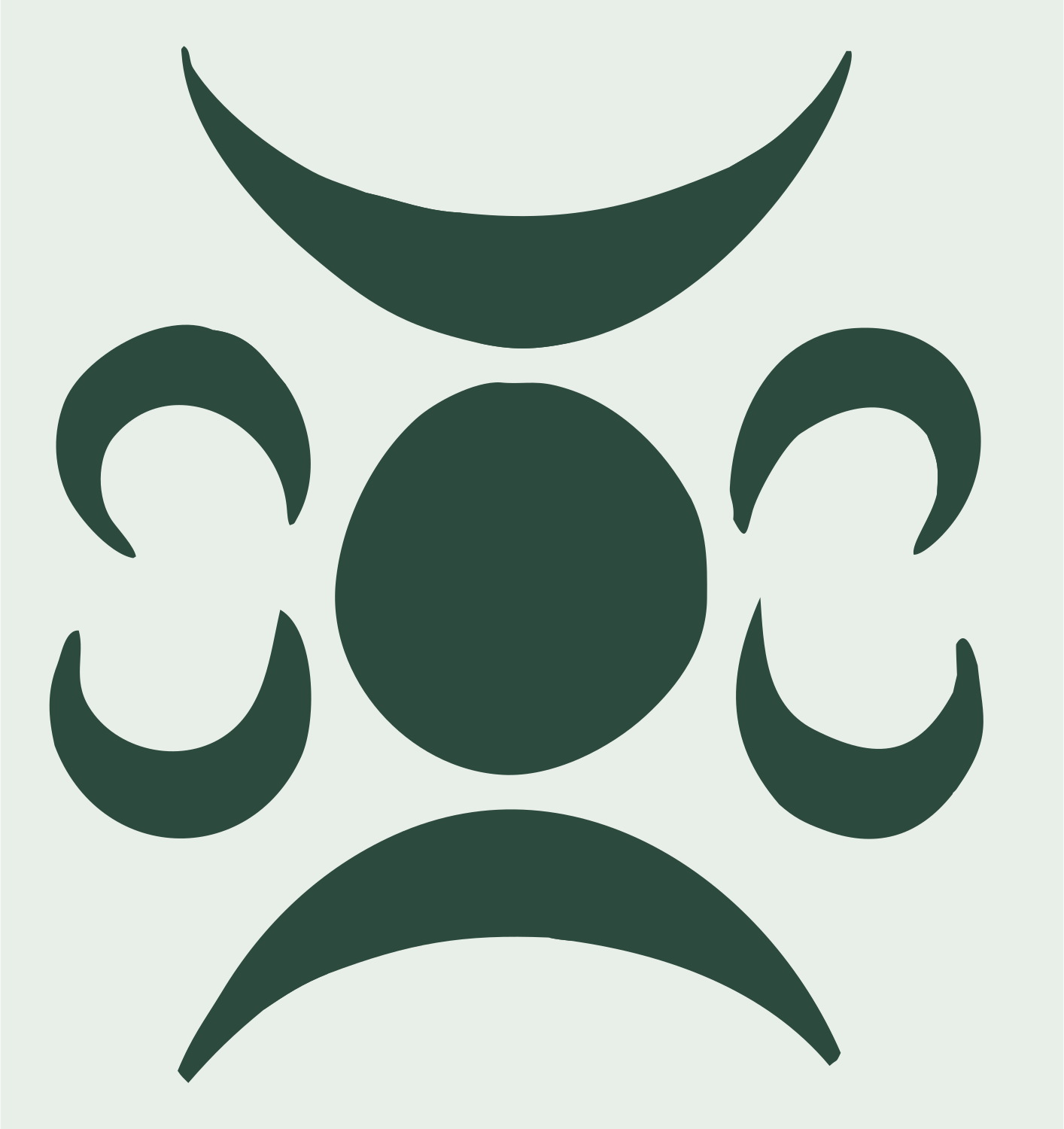 Crescent Circle Gemini Badge #e8efe9/#2d4a3e