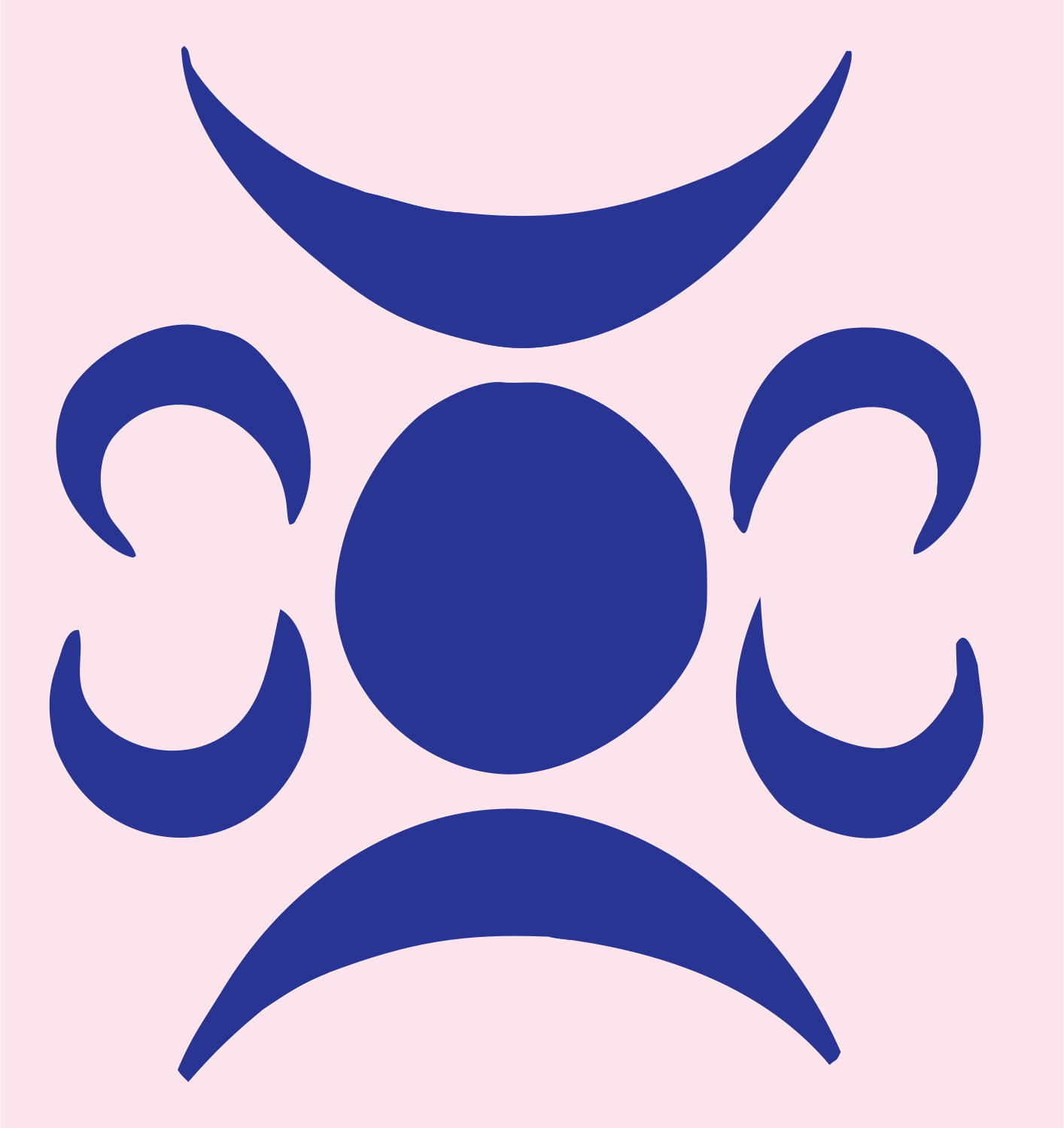 Crescent Circle Gemini Badge #fce4ec/#283593
