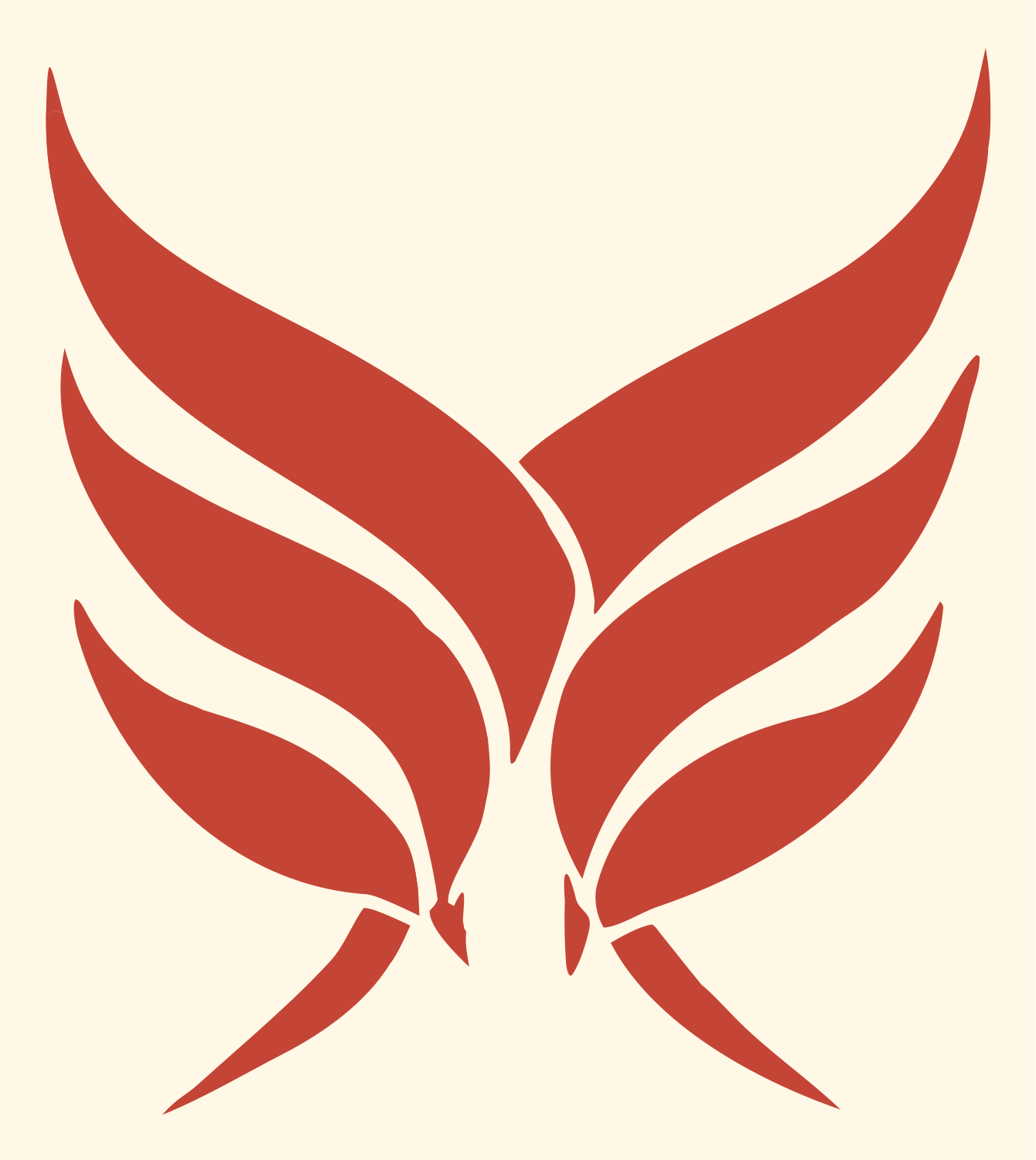 Hand-Drawn Wings Gemini Mark #fff8e7/#c44536