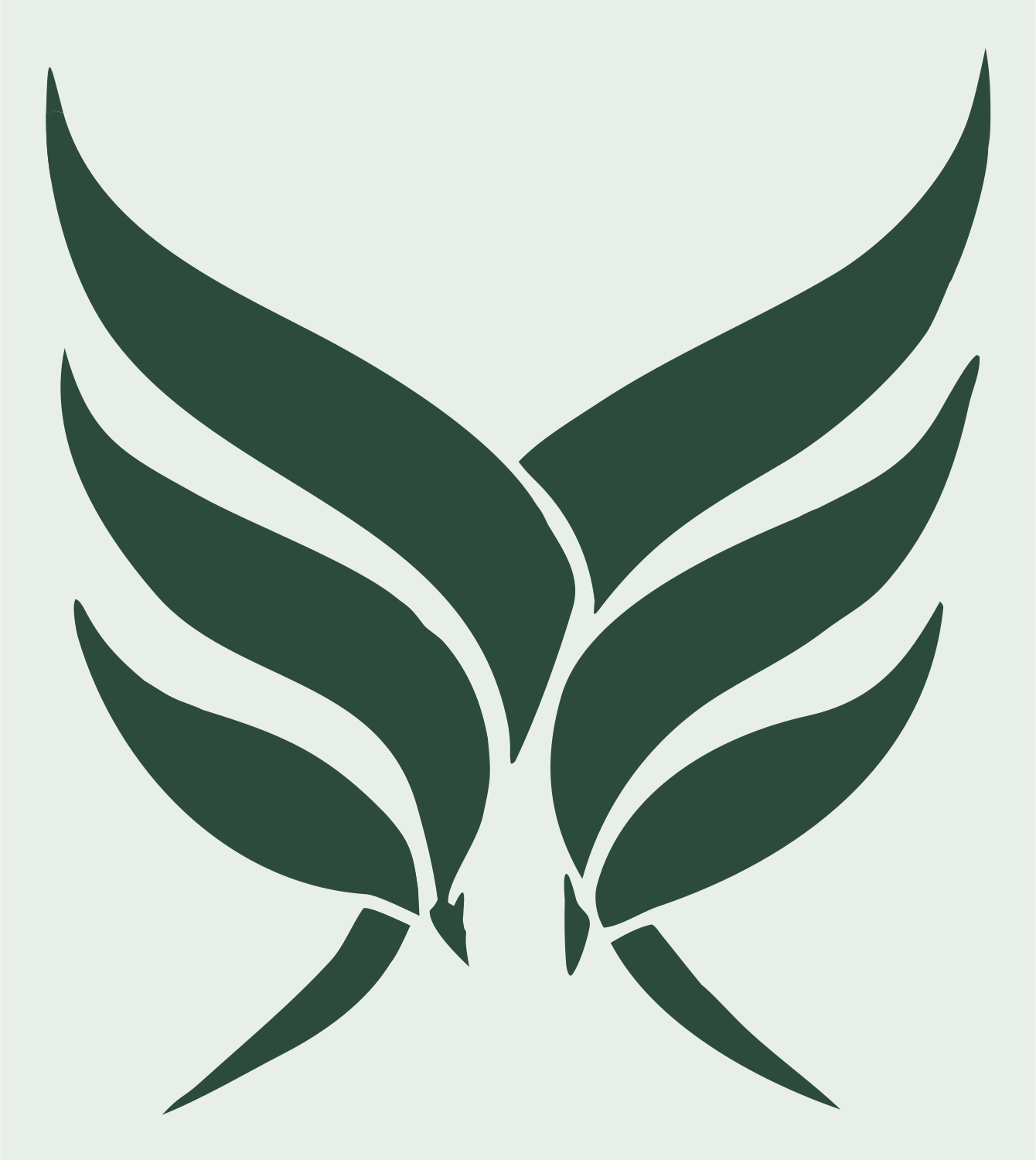Hand-Drawn Wings Gemini Mark #e8efe9/#2d4a3e