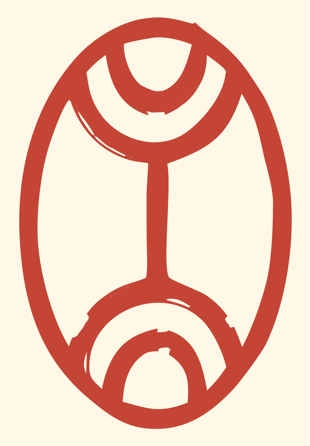 Hand-Drawn Oval Gemini Badge #fff8e7/#c44536
