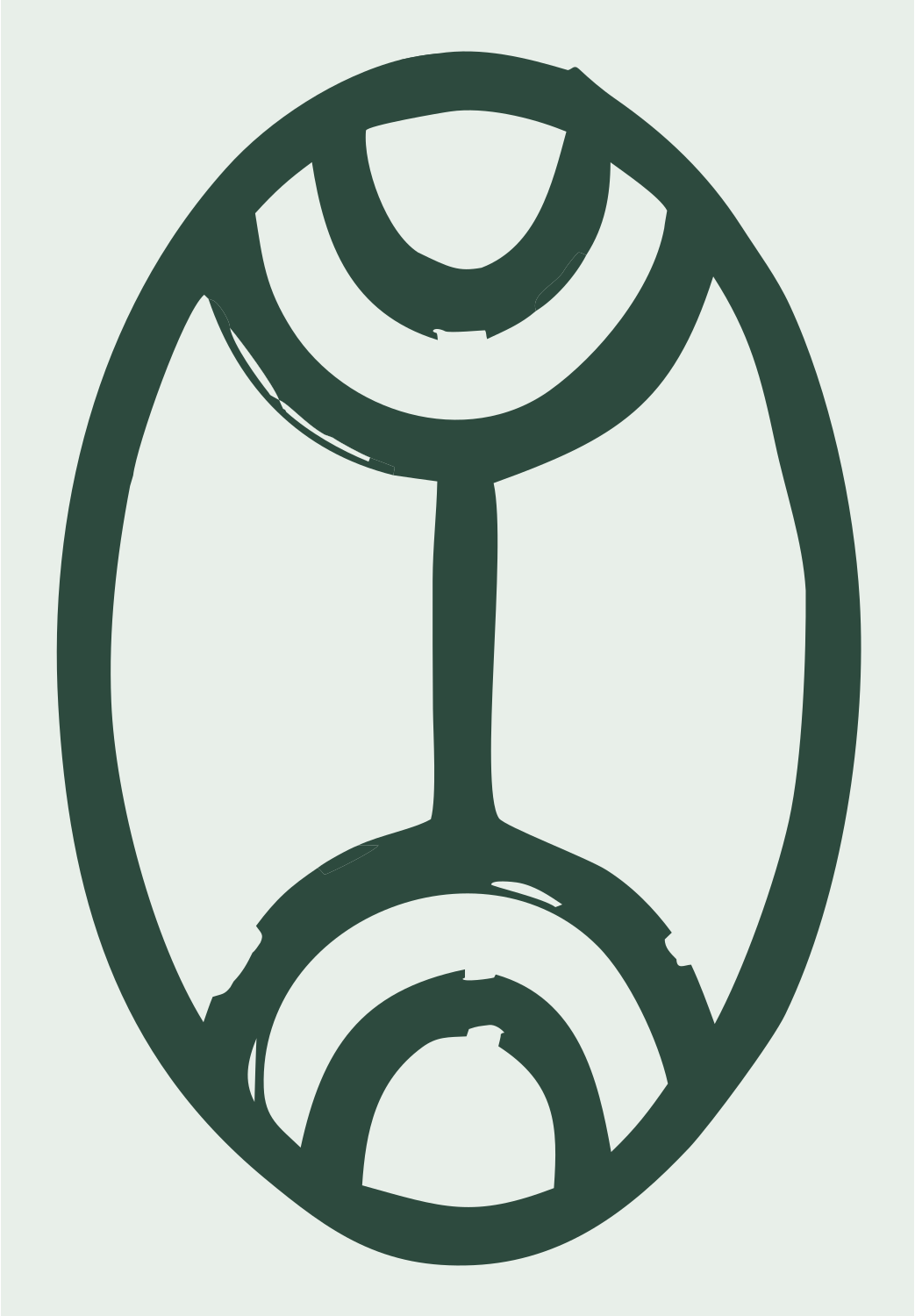 Hand-Drawn Oval Gemini Badge #e8efe9/#2d4a3e