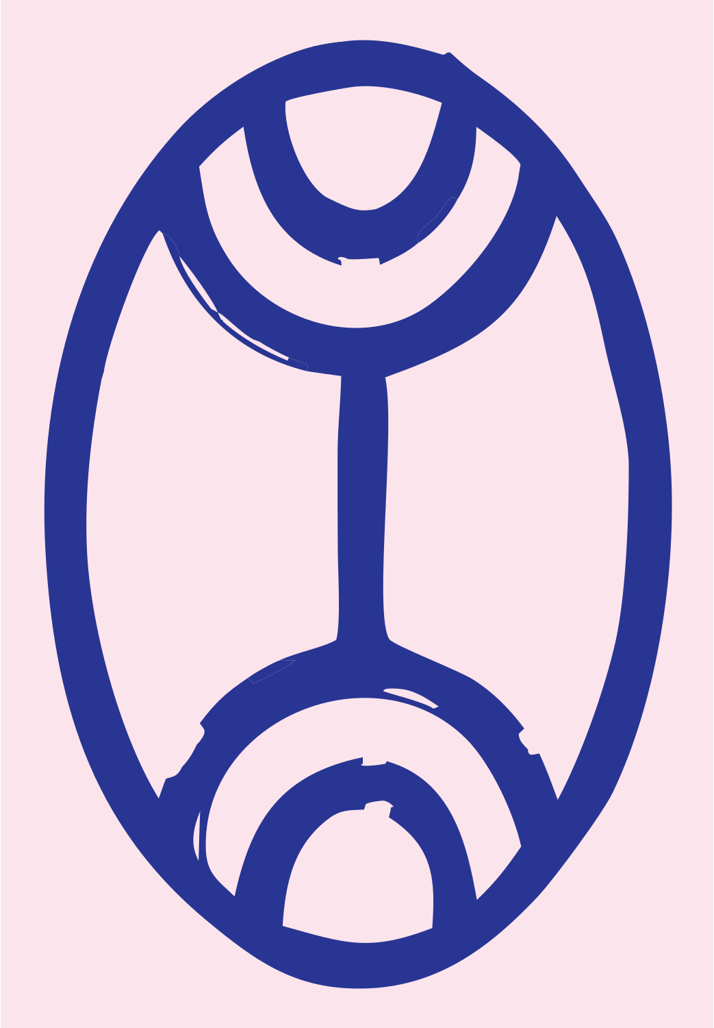 Hand-Drawn Oval Gemini Badge #fce4ec/#283593