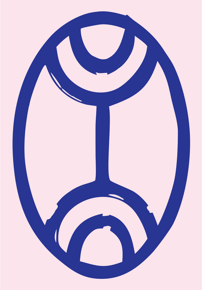 Hand-Drawn Oval Gemini Badge #fce4ec/#283593