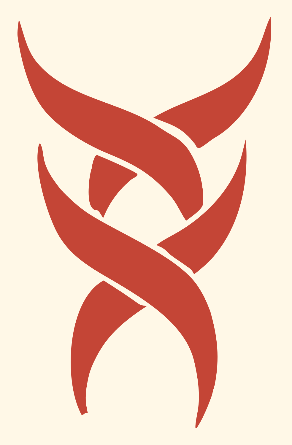 Tribal Ribbon Gemini Mark #fff8e7/#c44536