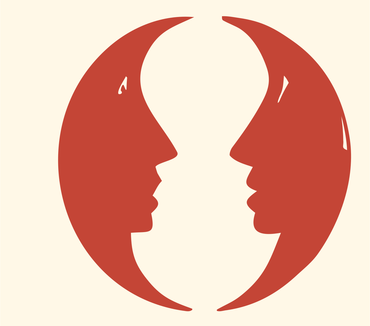 Dual Silhouette Gemini Badge #fff8e7/#c44536