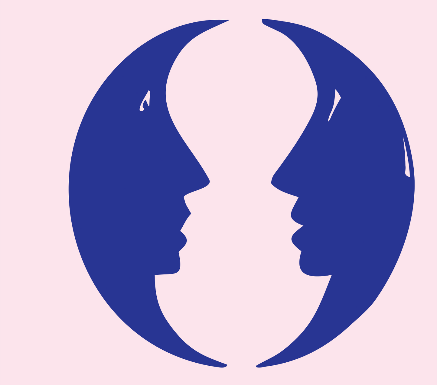 Dual Silhouette Gemini Badge #fce4ec/#283593