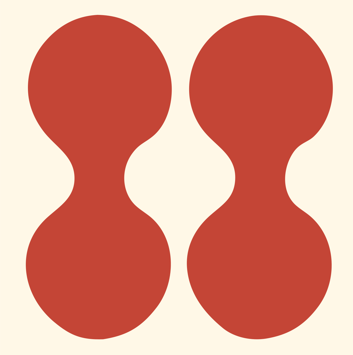 Bold Double Hourglass Gemini Logo #fff8e7/#c44536