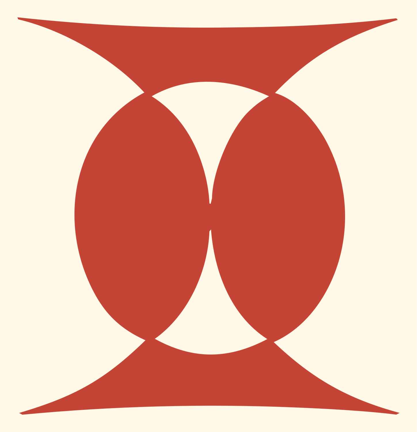 Twin Oval Gemini Crest #fff8e7/#c44536