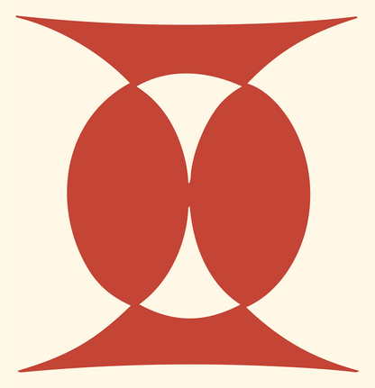 Twin Oval Gemini Crest #fff8e7/#c44536
