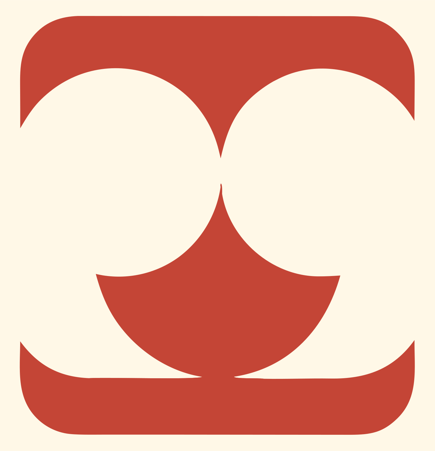 Negative Space Four Circles Gemini Badge #fff8e7/#c44536