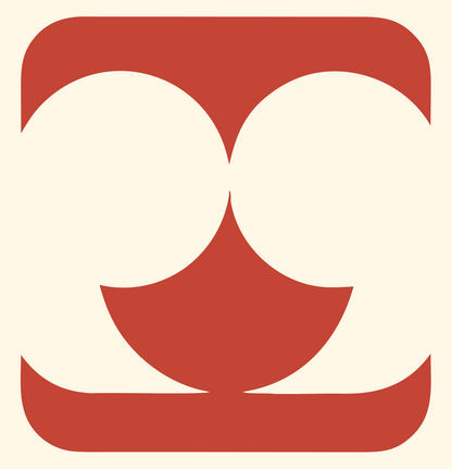 Negative Space Four Circles Gemini Badge #fff8e7/#c44536