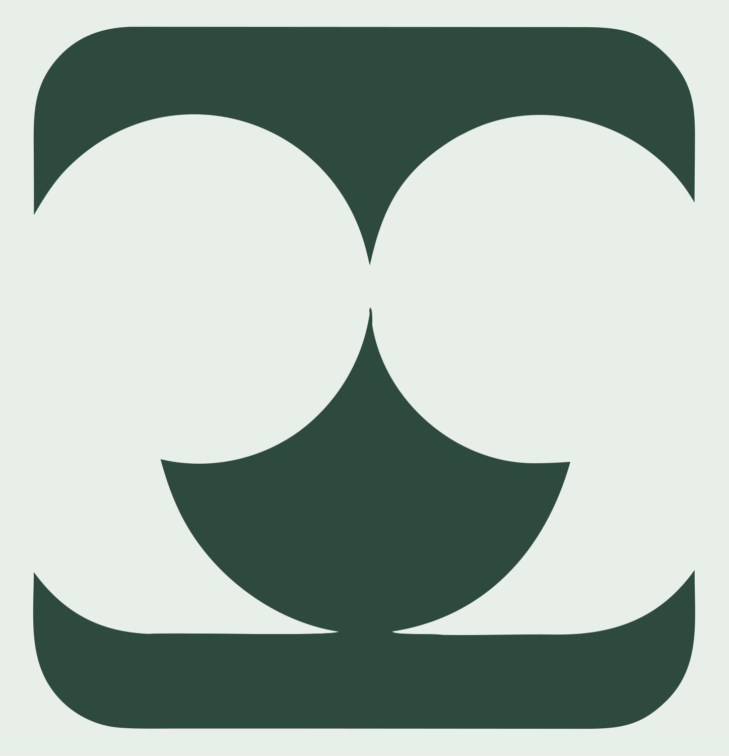 Negative Space Four Circles Gemini Badge #e8efe9/#2d4a3e