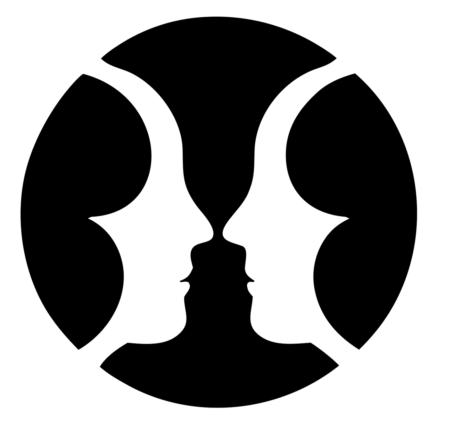 Negative Space Circle Faces Badge #ffffff/#000000