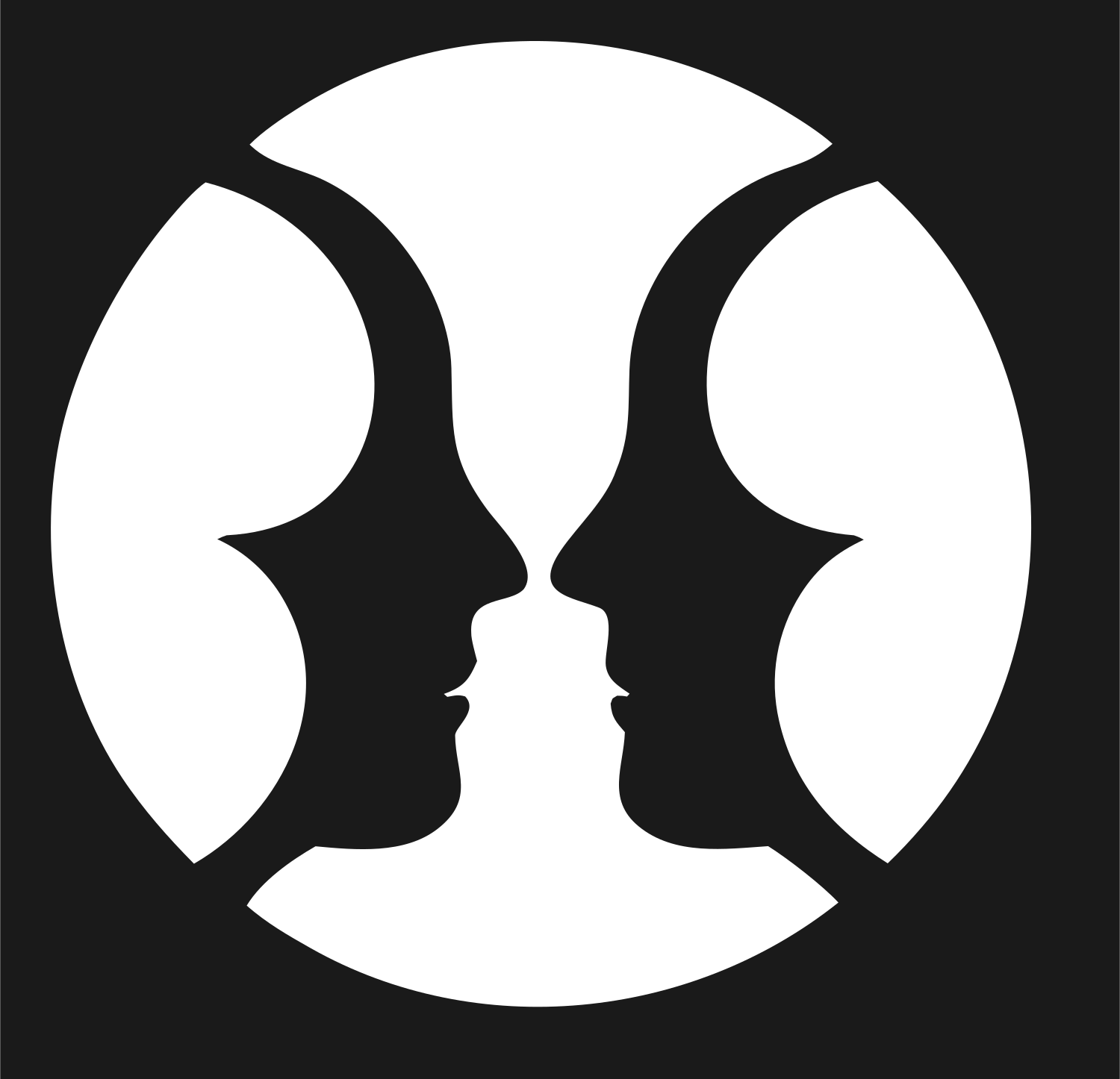 Negative Space Circle Faces Badge #1a1a1a/#ffffff