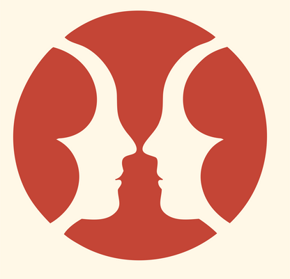 Negative Space Circle Faces Badge #fff8e7/#c44536