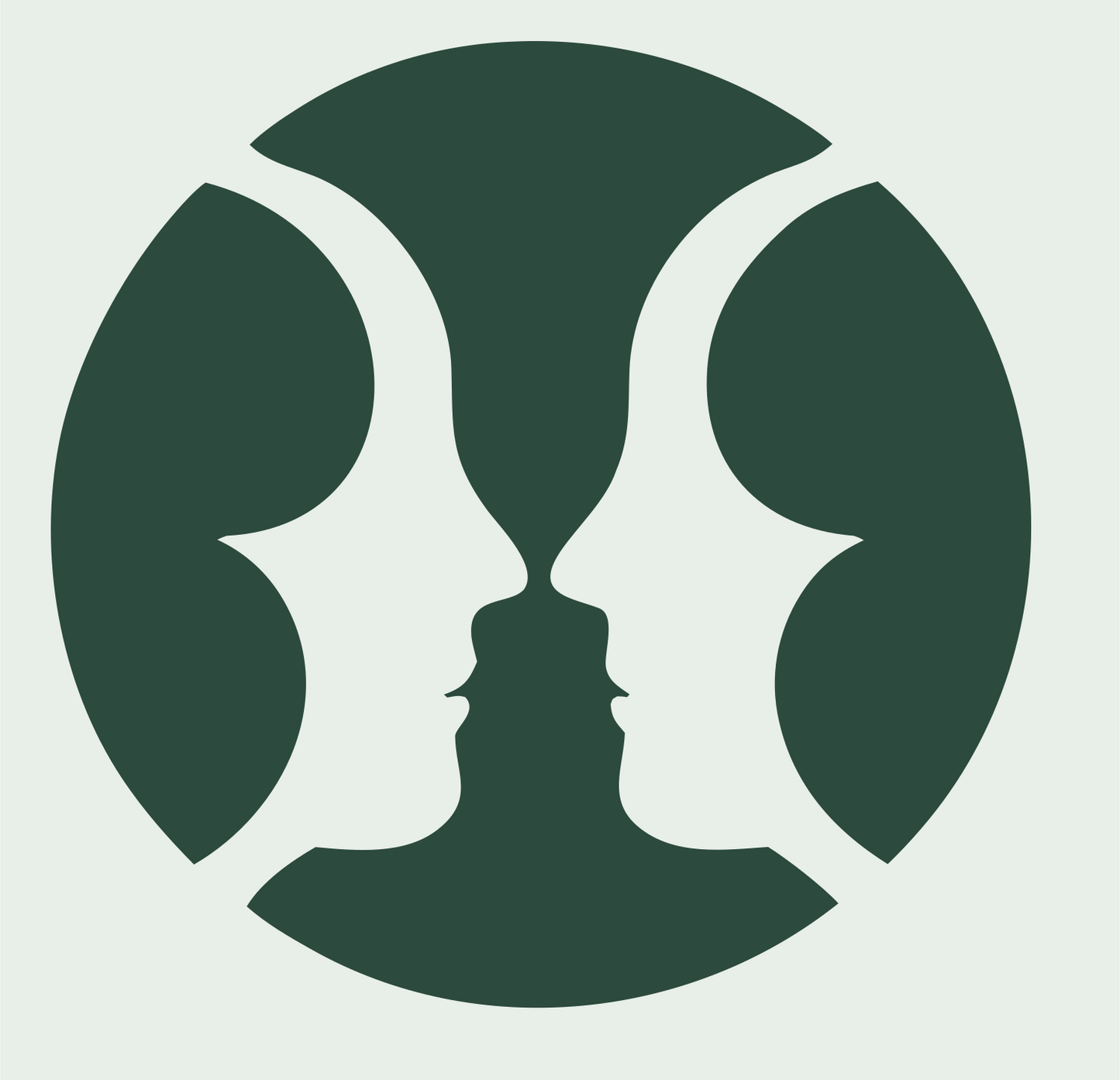 Negative Space Circle Faces Badge #e8efe9/#2d4a3e