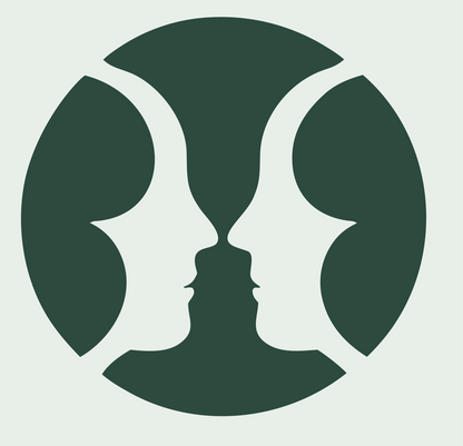 Negative Space Circle Faces Badge #e8efe9/#2d4a3e