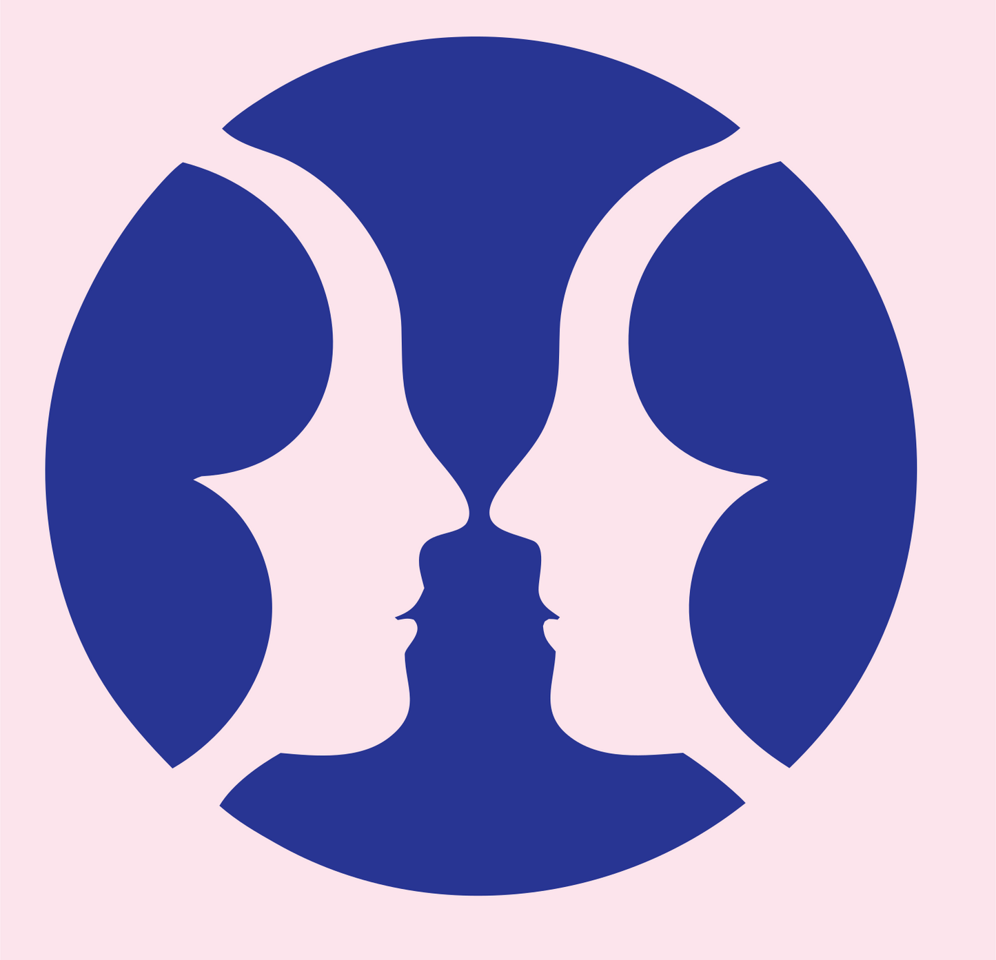 Negative Space Circle Faces Badge #fce4ec/#283593