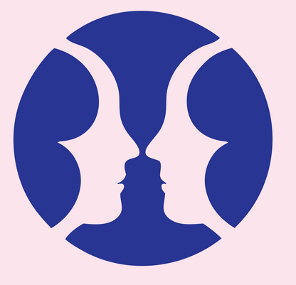 Negative Space Circle Faces Badge #fce4ec/#283593