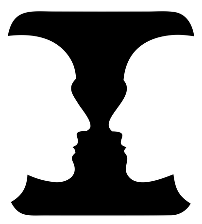 Negative Space Vase Faces Logo #ffffff/#000000