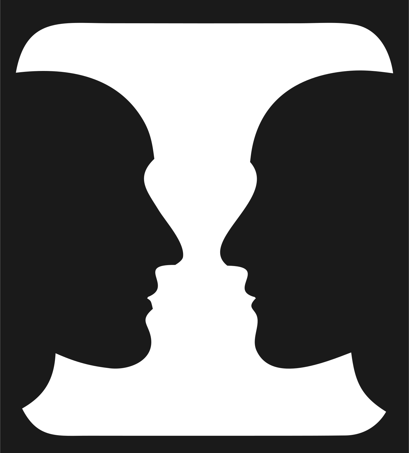 Negative Space Vase Faces Logo #1a1a1a/#ffffff
