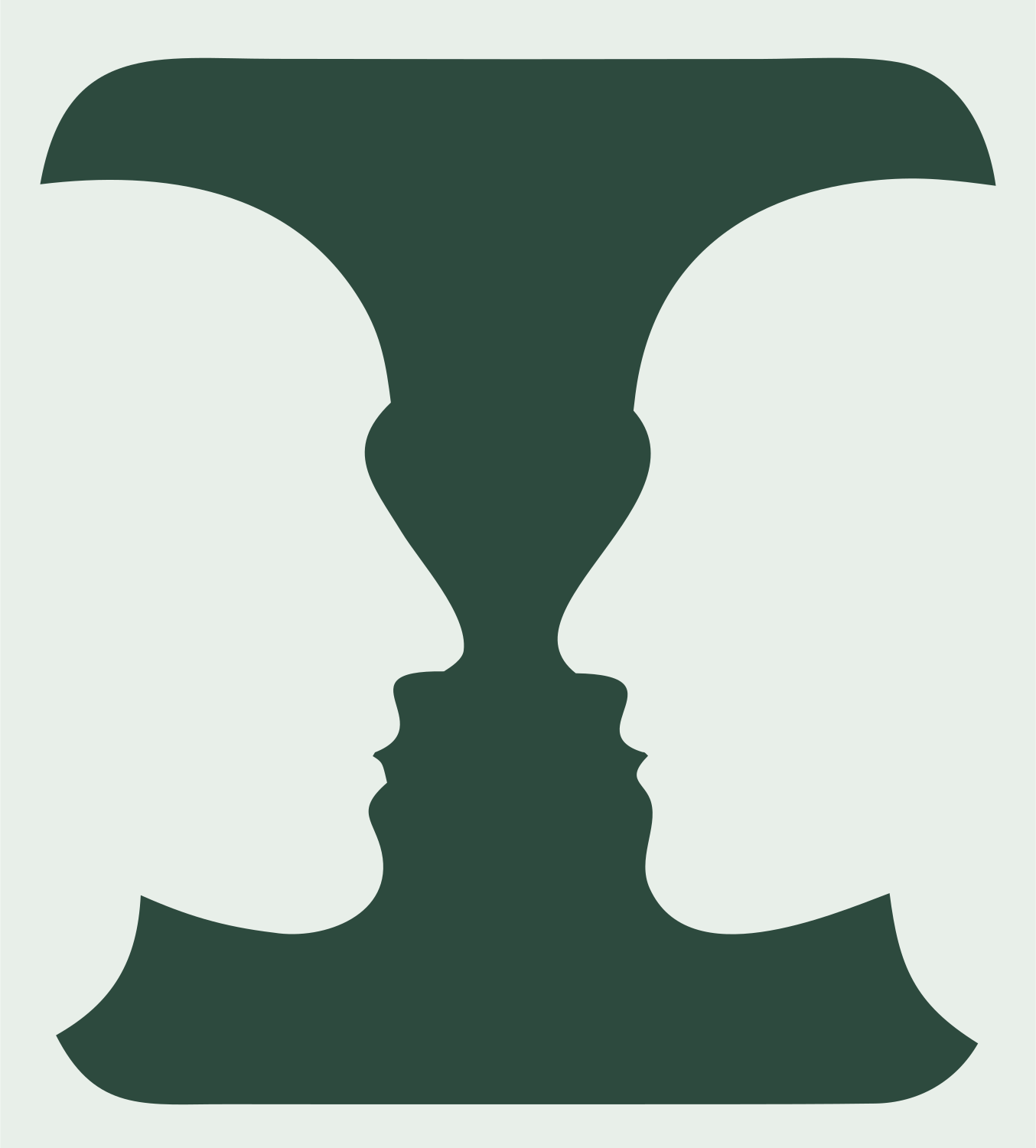 Negative Space Vase Faces Logo #e8efe9/#2d4a3e