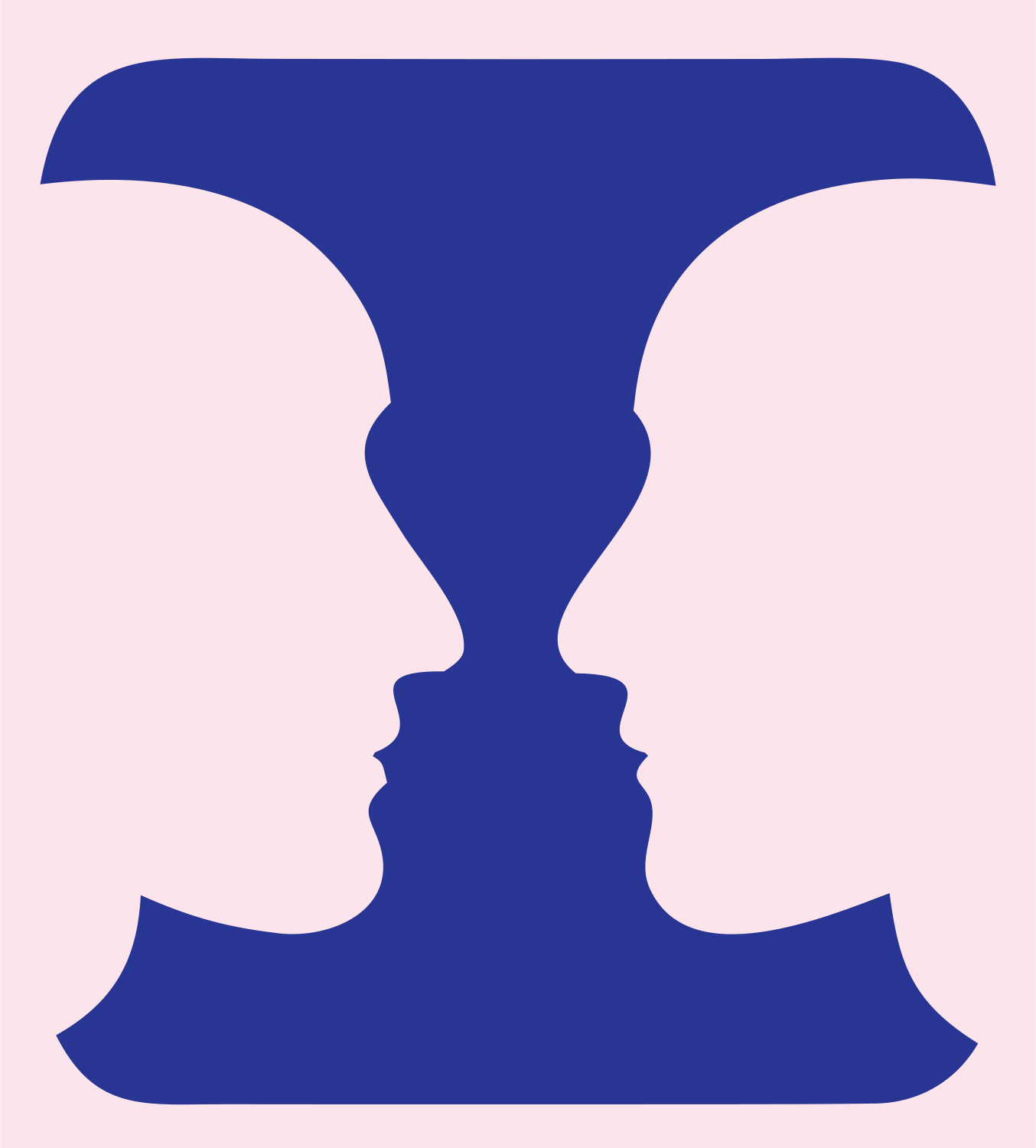Negative Space Vase Faces Logo #fce4ec/#283593