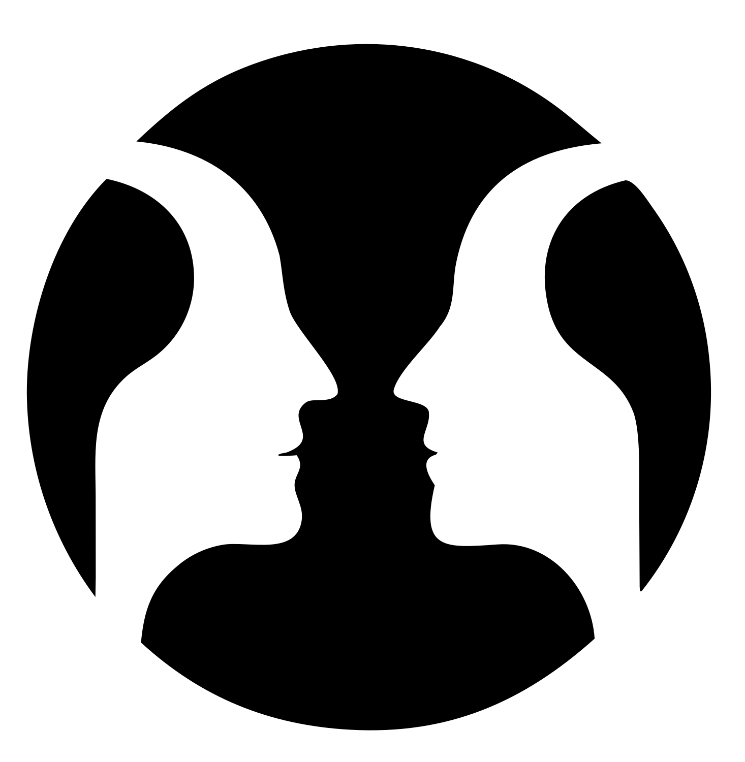 Negative Space Circle Faces Emblem #ffffff/#000000