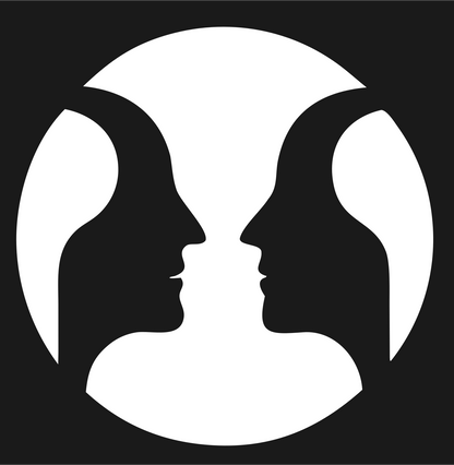 Negative Space Circle Faces Emblem #1a1a1a/#ffffff