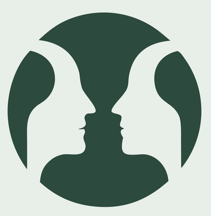 Negative Space Circle Faces Emblem #e8efe9/#2d4a3e