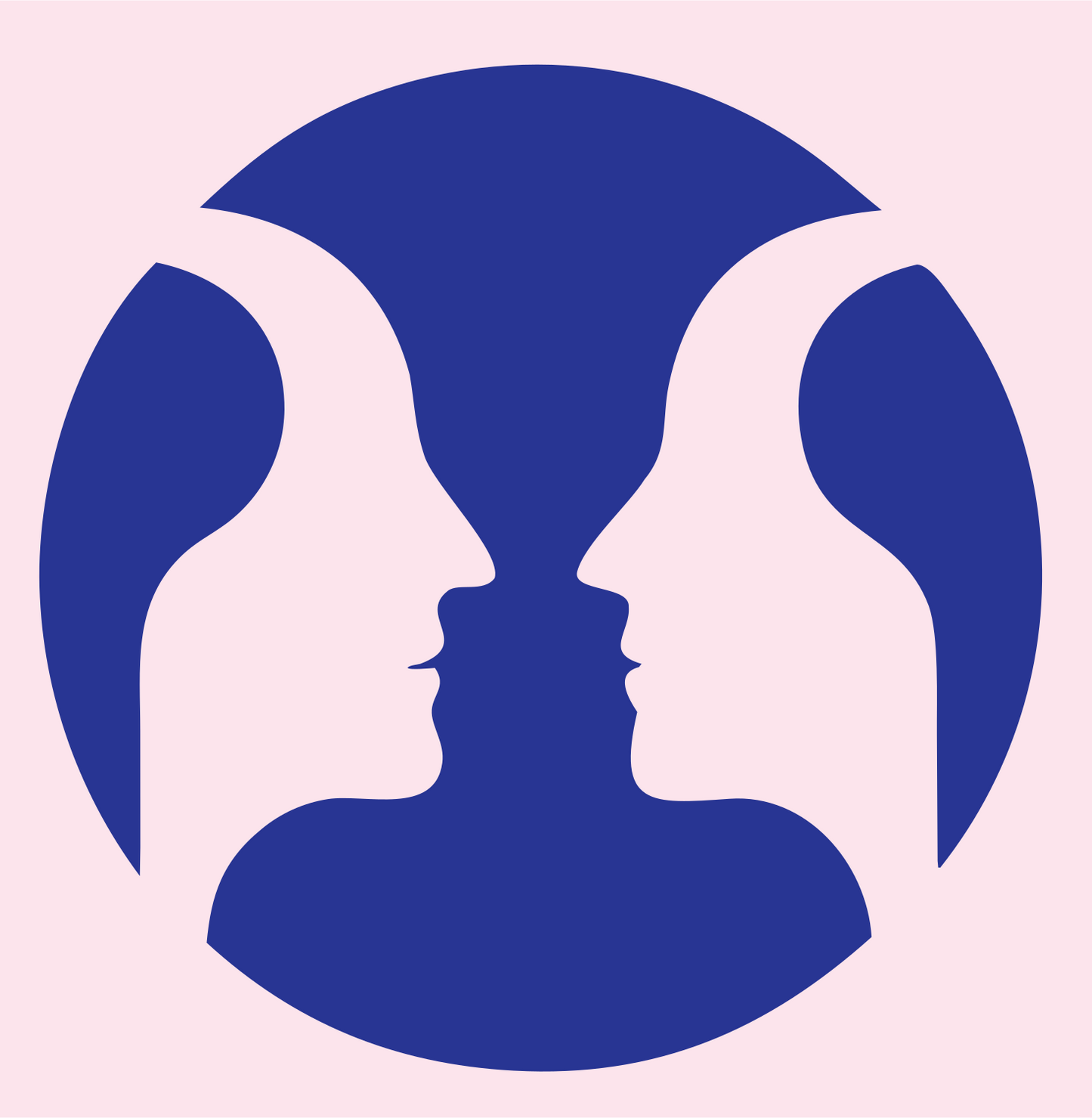 Negative Space Circle Faces Emblem #fce4ec/#283593