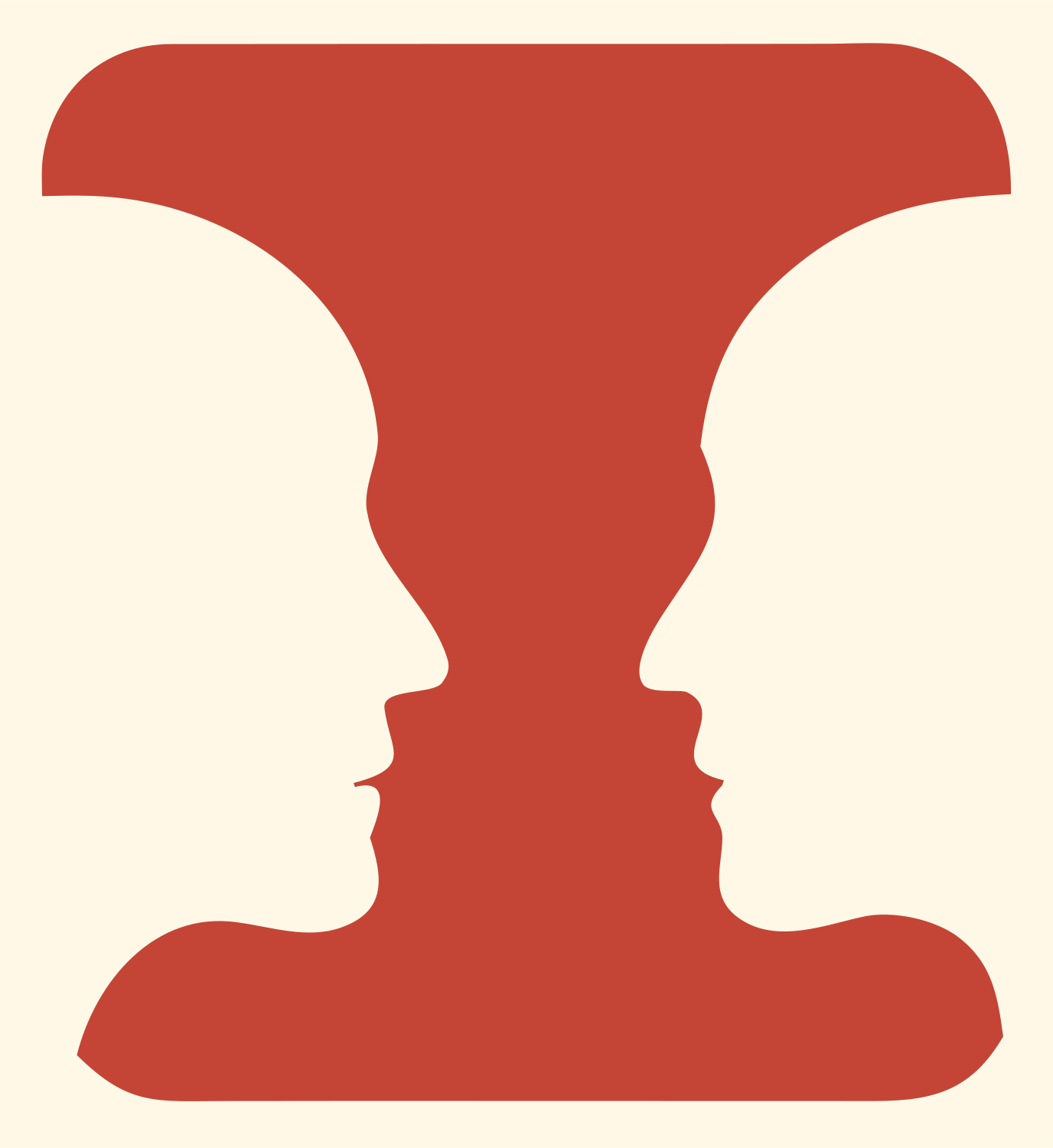 Negative Space Face Vase Mark #fff8e7/#c44536