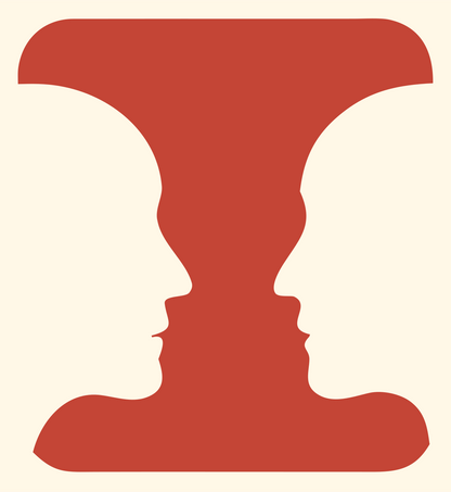 Negative Space Face Vase Mark #fff8e7/#c44536