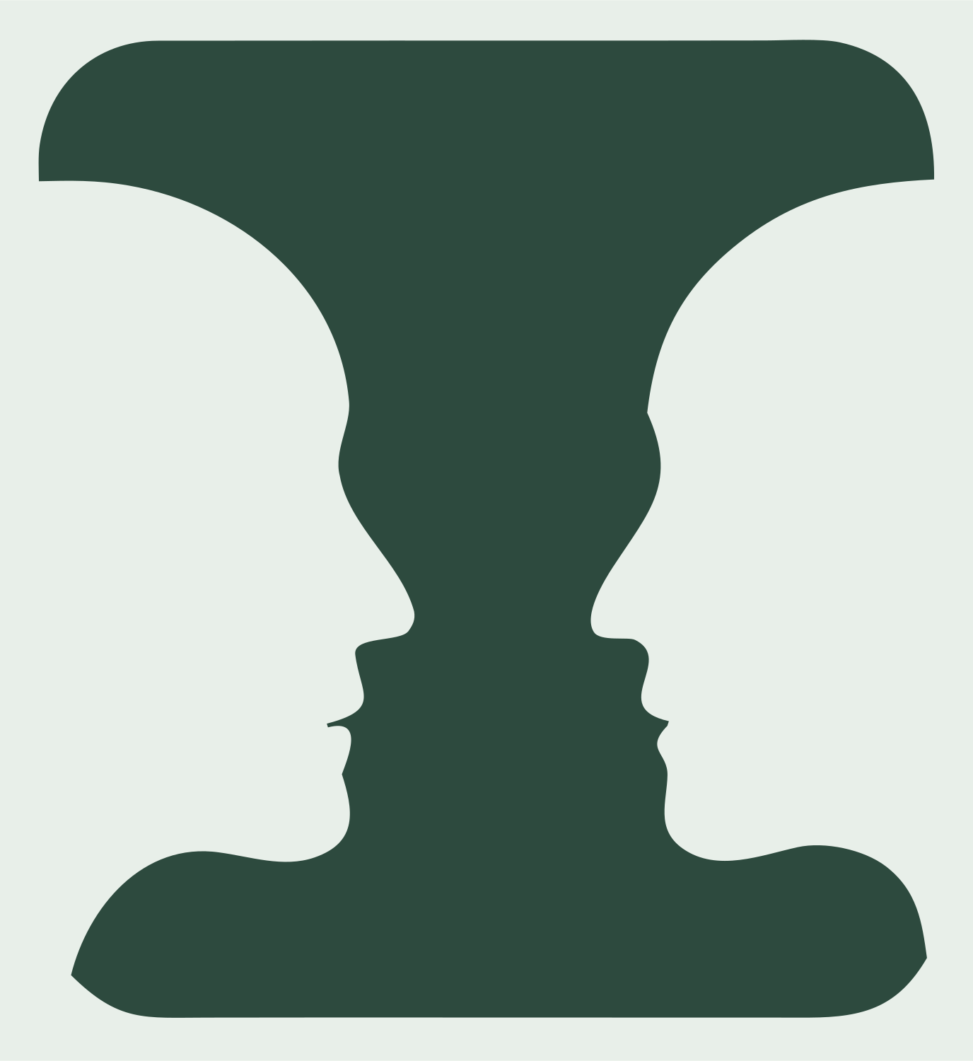 Negative Space Face Vase Mark #e8efe9/#2d4a3e