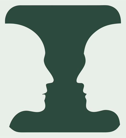 Negative Space Face Vase Mark #e8efe9/#2d4a3e