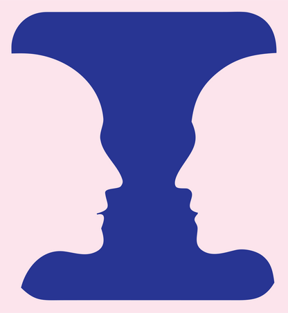 Negative Space Face Vase Mark #fce4ec/#283593