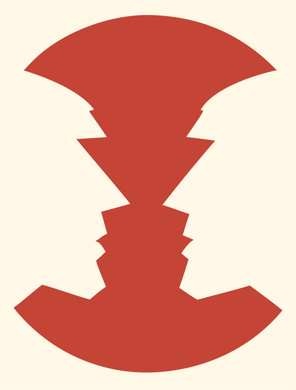 Negative Space Stacked Chevrons Gemini Mark #fff8e7/#c44536